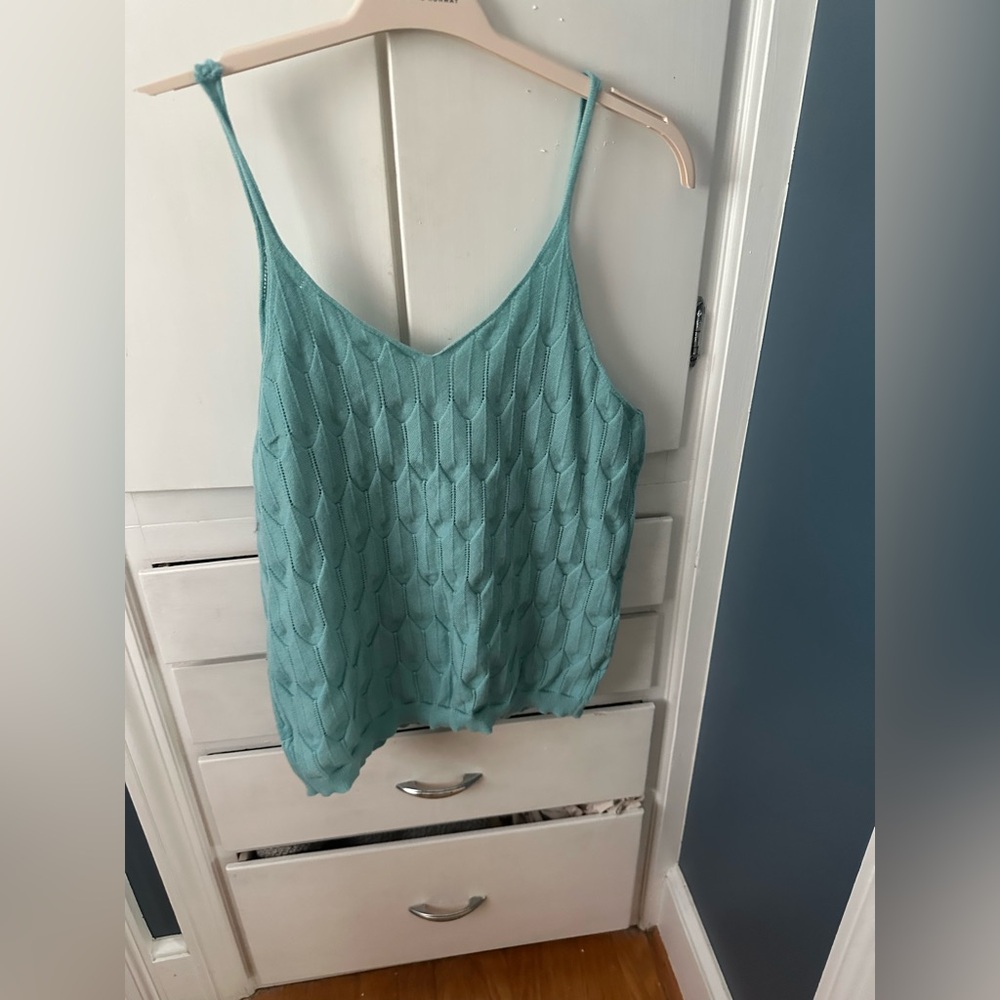 Elegant Teal Knit Women's Sweater Sleeveless Top Size L